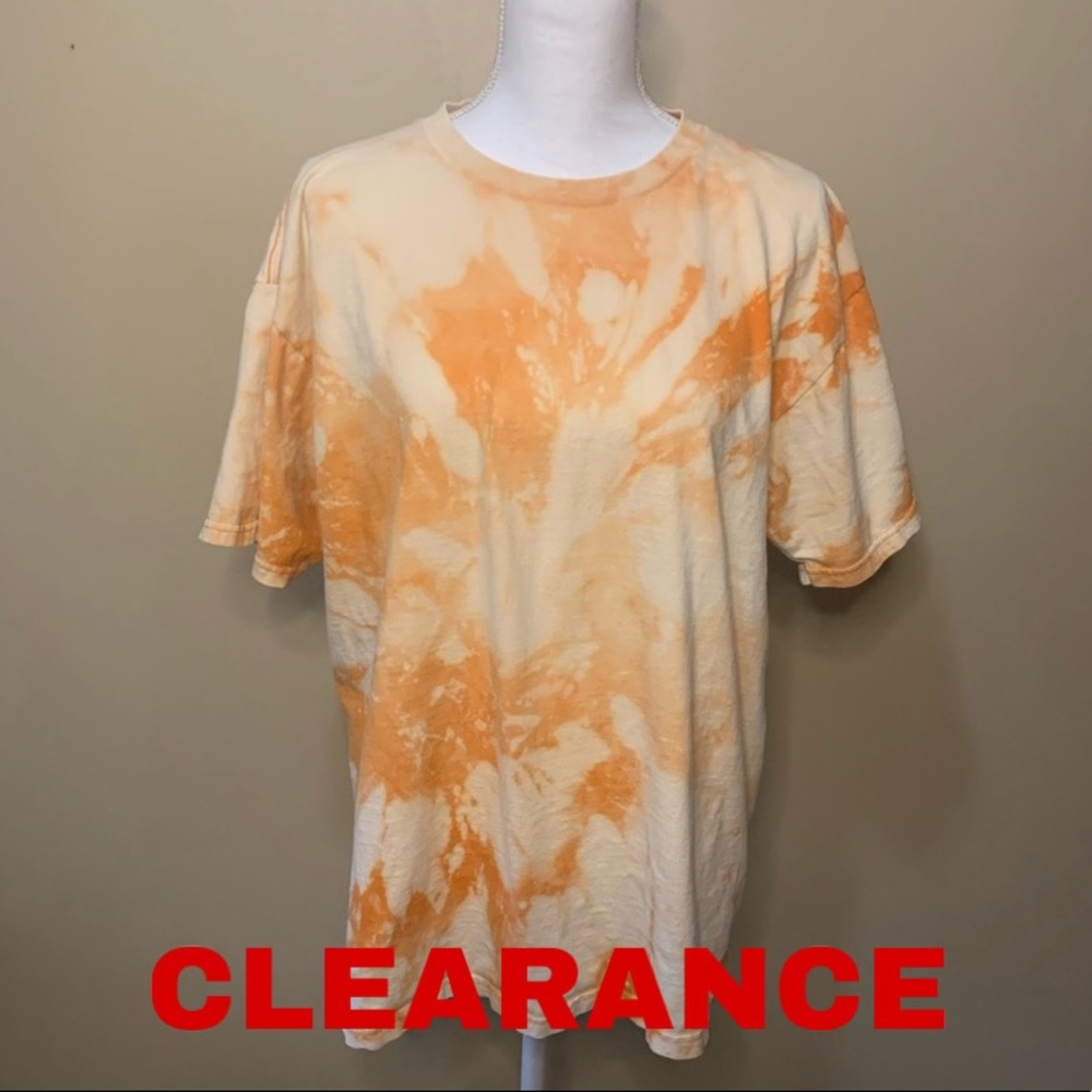 Custom Bleach Dyed Distressed Orange T-Shirt